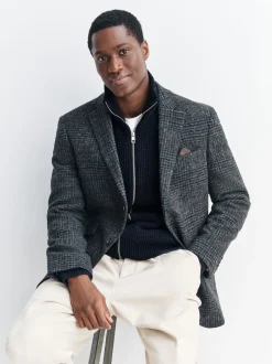 Gebreide Kleding|Next Donkerblauw - Regular Fit Waffle Texture Chenille Zip Through Cardigan