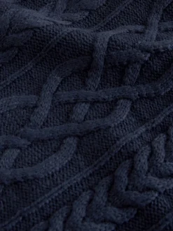 Gebreide Kleding*Next Donkerblauw - Regular Fit Aran Cable Mock Shirt Jumper