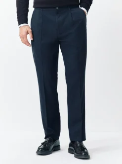 Formele Broek*Next - Regular Tapered Fit Smart Textured Soft Touch Trousers Donkerblauw