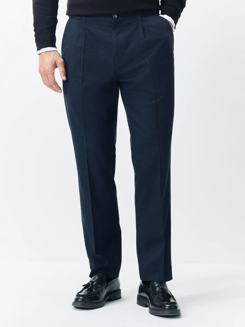 Formele Broek*Next - Regular Tapered Fit Smart Textured Soft Touch Trousers Donkerblauw