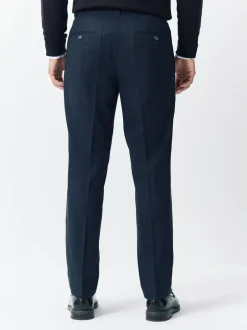 Formele Broek*Next - Regular Tapered Fit Smart Textured Soft Touch Trousers Donkerblauw