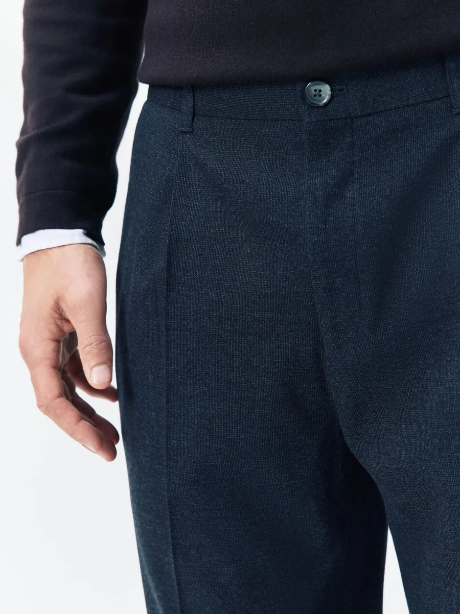 Formele Broek*Next - Regular Tapered Fit Smart Textured Soft Touch Trousers Donkerblauw