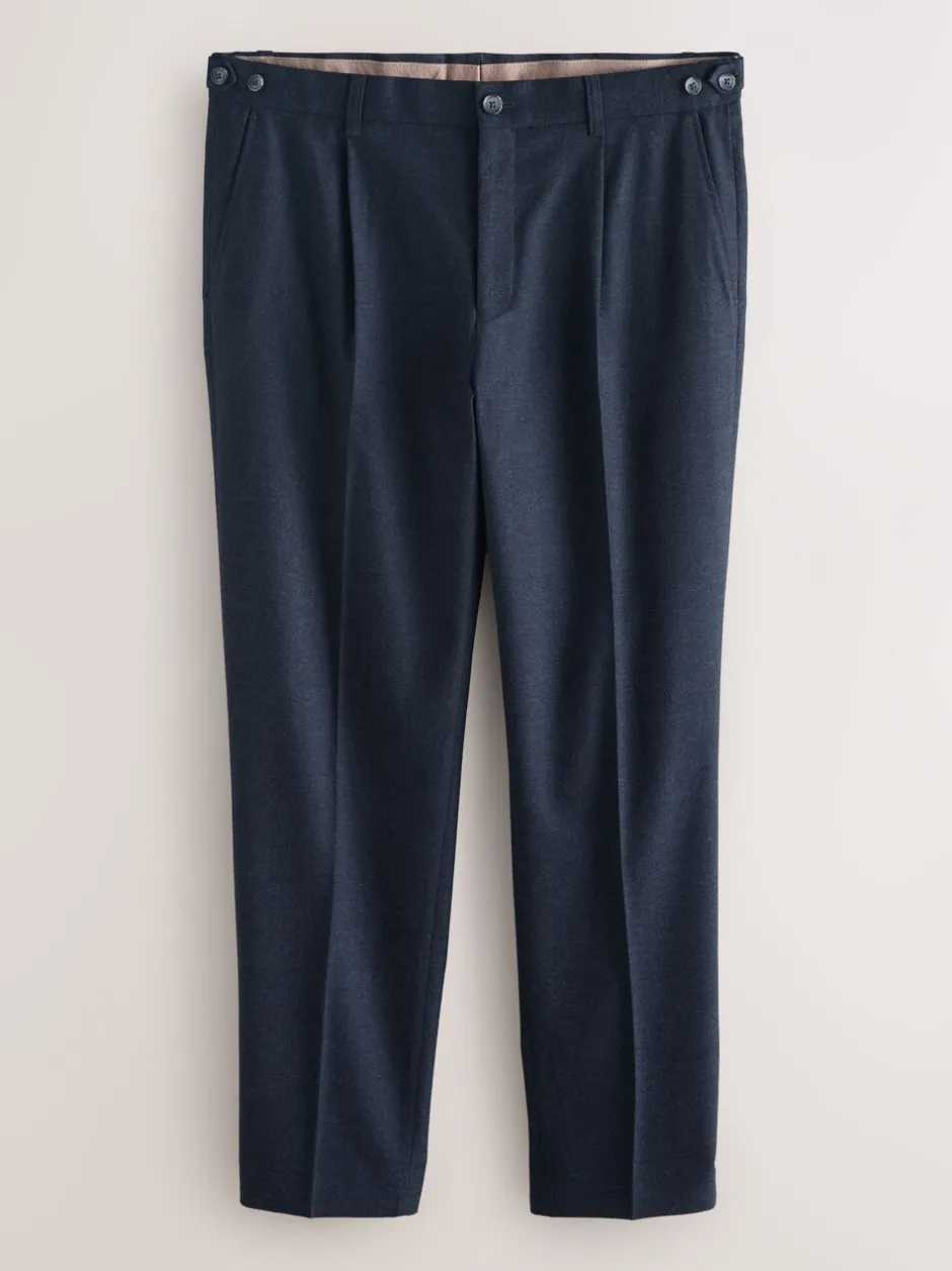 Formele Broek*Next - Regular Tapered Fit Smart Textured Soft Touch Trousers Donkerblauw