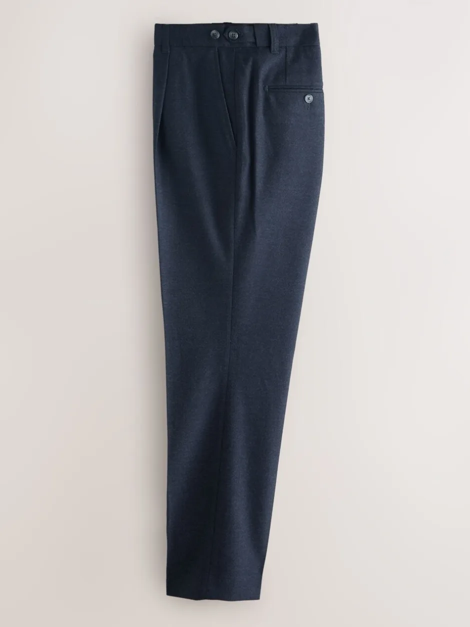 Formele Broek*Next - Regular Tapered Fit Smart Textured Soft Touch Trousers Donkerblauw