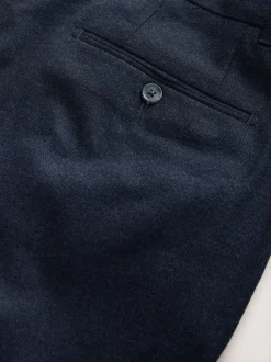 Formele Broek*Next - Regular Tapered Fit Smart Textured Soft Touch Trousers Donkerblauw