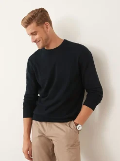 Gebreide Kleding*Next - Regular-fit trui van puur katoen met ronde hals Donkerblauw