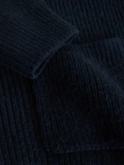 Gebreide Kleding|Next - Rib Texture Zip Through Cardigan with Wool Donkerblauw