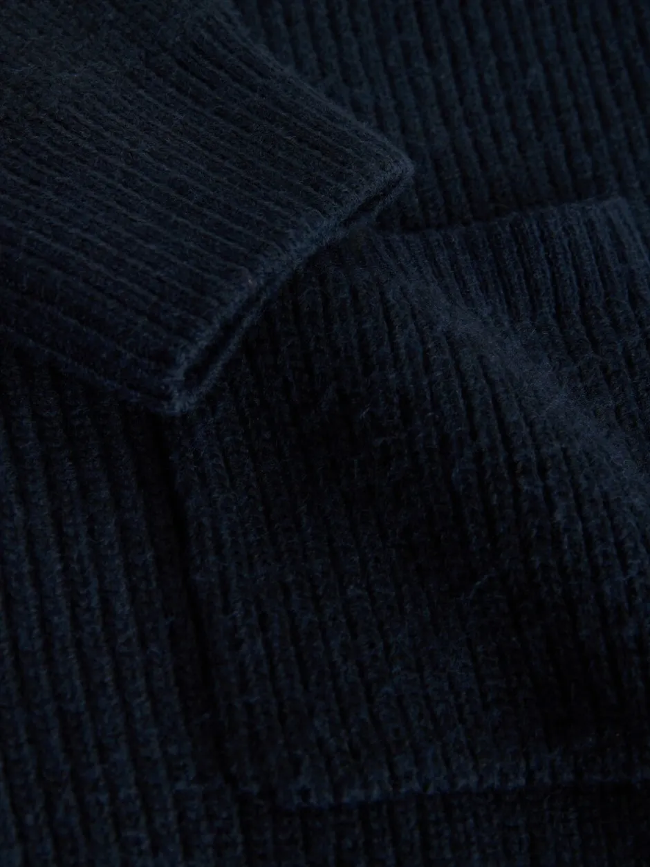 Gebreide Kleding|Next - Rib Texture Zip Through Cardigan with Wool Donkerblauw