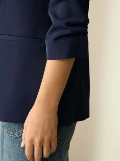 Kostuums En Werkkleding|Next Donkerblauw - Ruimvallend blazer met gerimpelde mouwen