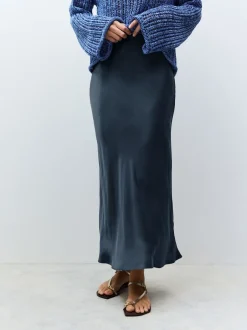 Rokken|Gelegenheidskleding|Next Donkerblauw - Satijnen midirok