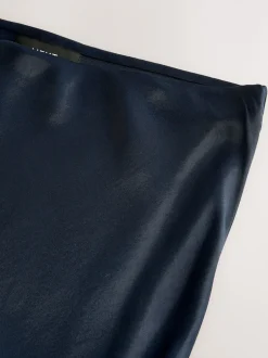 Rokken|Gelegenheidskleding|Next Donkerblauw - Satijnen midirok