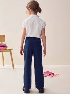 Schoolkleding|Next - Schoolbroek met hoog aandeel katoen, stretchy, bootcut en elastische tailleband (3 - 16 jr) Donkerblauw