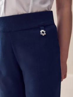Schoolkleding|Next - Schoolbroek met hoog aandeel katoen, stretchy, bootcut en elastische tailleband (3 - 16 jr) Donkerblauw