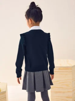 Gebreide Kleding*Next Donkerblauw - Schoolvest met hoog katoengehalte en ruches op de schouders (3-16 jr)