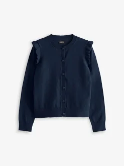 Gebreide Kleding*Next Donkerblauw - Schoolvest met hoog katoengehalte en ruches op de schouders (3-16 jr)