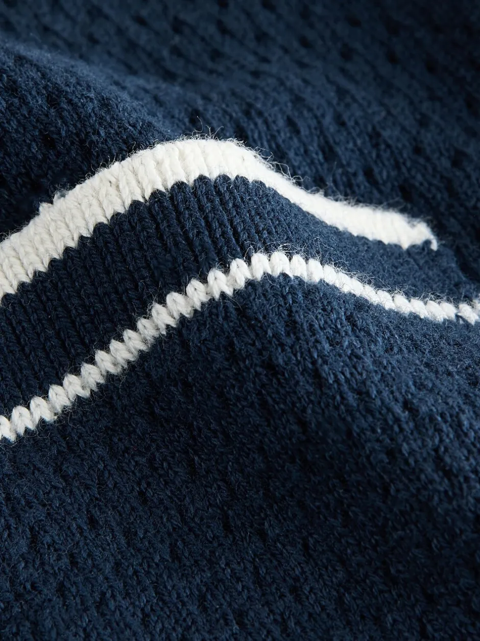 Shorts*Next - Set van gebreid poloshirt met textuur en reverskraag en shorts (3mnd -10jr) Donkerblauw