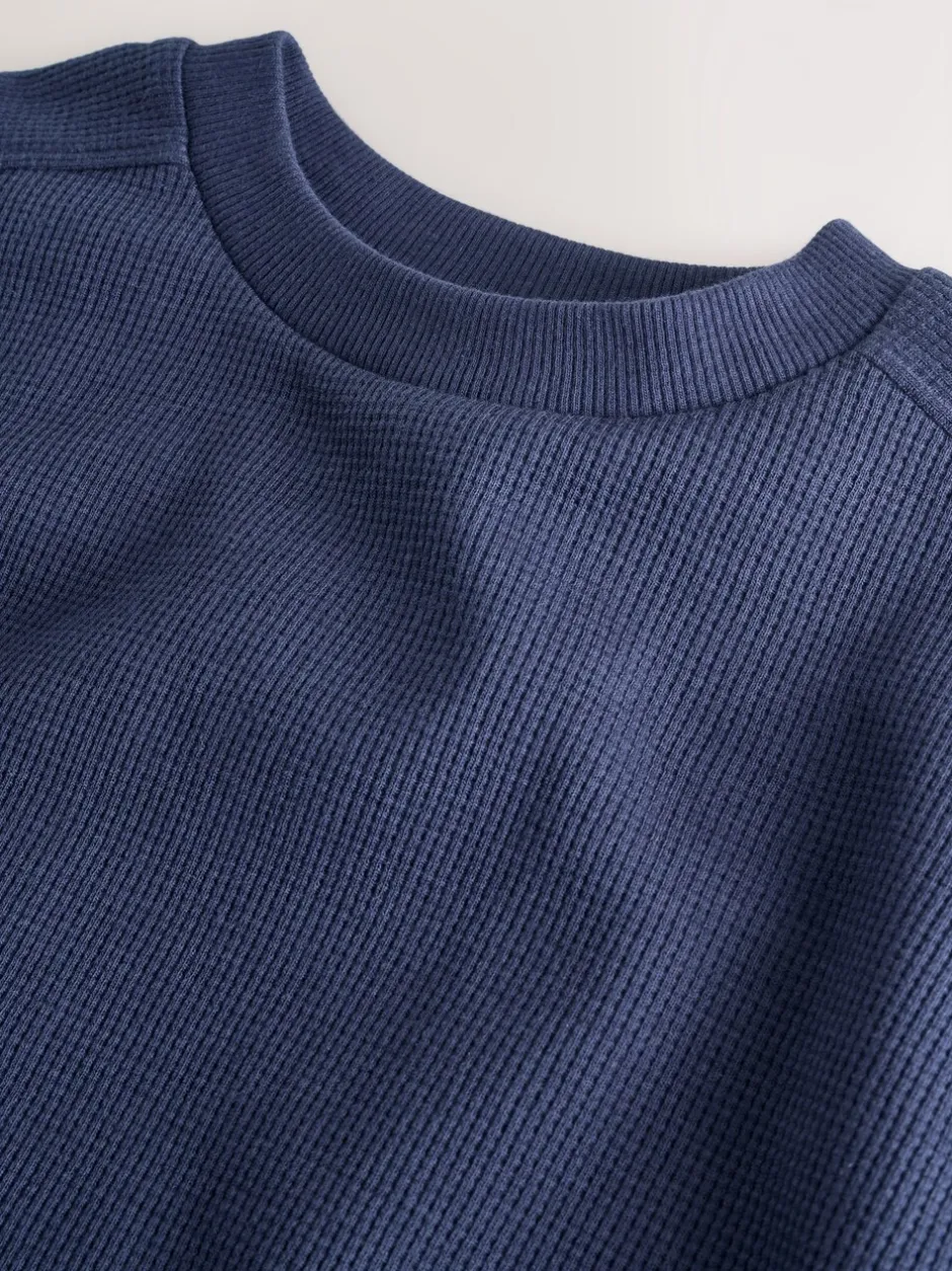 Shorts|Next - Set van T-shirt met textuur en korte mouwen en shorts (3 - 16 jr) Donkerblauw