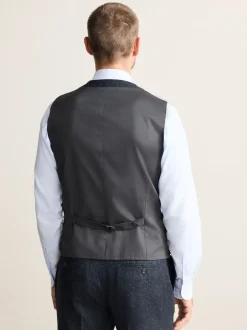 Vesten*Next - Signature Abraham Moon 100% British Wool Donegal Suit Waistcoat Donkerblauw