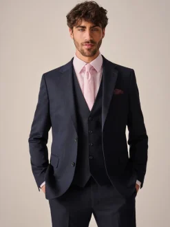 Blazers En Business-Jasjes|Pakken*Next Donkerblauw - Slim Fit - Kostuum met textuur: colbert
