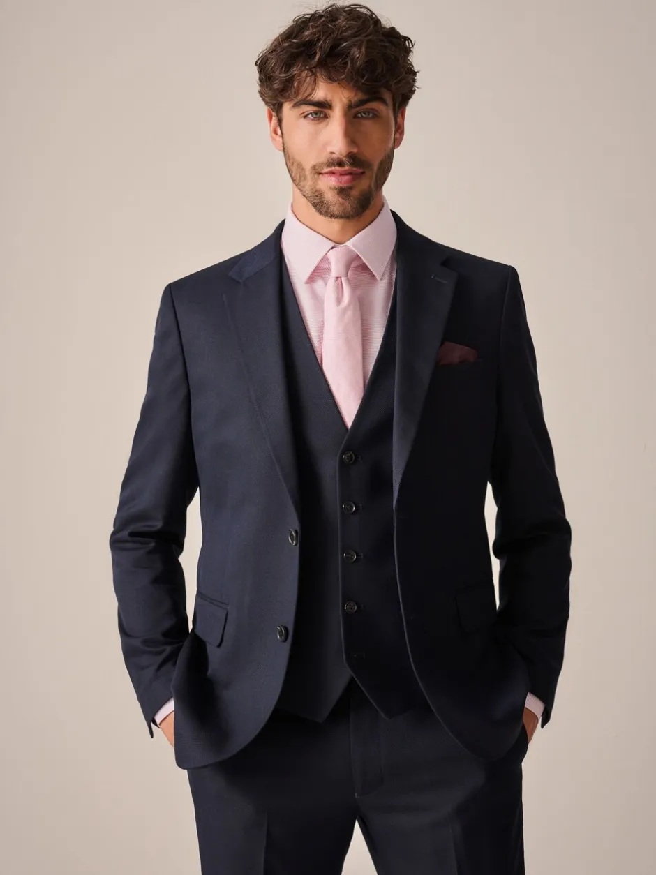Blazers En Business-Jasjes|Pakken*Next Donkerblauw - Slim Fit - Kostuum met textuur: colbert