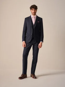 Blazers En Business-Jasjes|Pakken*Next Donkerblauw - Slim Fit - Kostuum met textuur: colbert