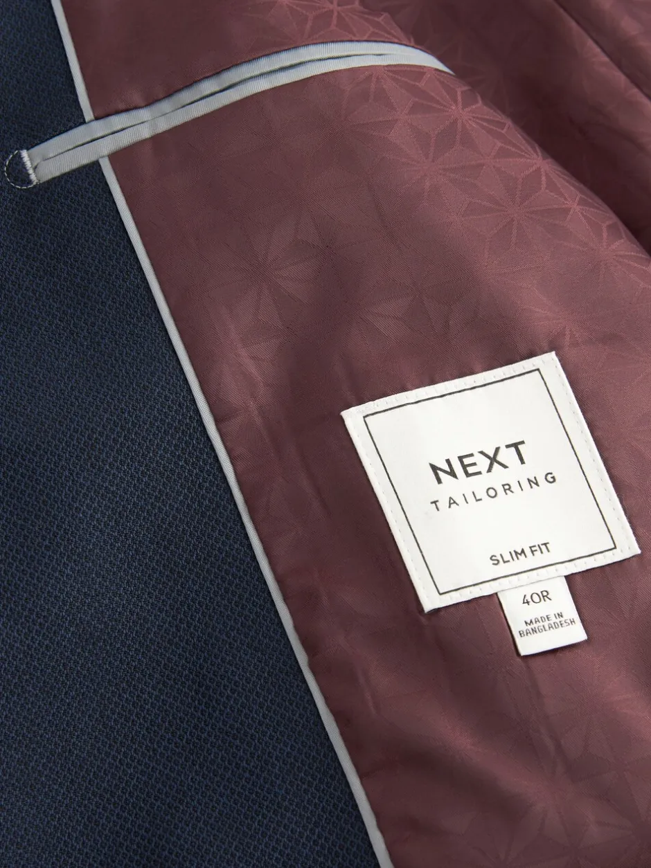 Blazers En Business-Jasjes|Pakken*Next Donkerblauw - Slim Fit - Kostuum met textuur: colbert