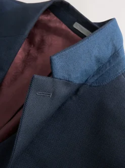 Blazers En Business-Jasjes|Pakken*Next Donkerblauw - Slim Fit - Kostuum met textuur: colbert