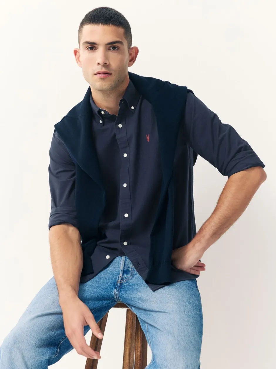 Shirts|Next Donkerblauw - Slim Fit - Oxford-hemd met lange mouwen