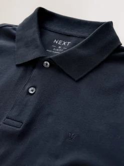 Poloshirts*Next - Slim Fit - Piqué polo met lange mouwen Donkerblauw