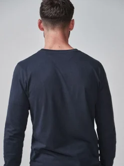 T-Shirts En Hemden|Next - Slim Fit - T-shirt met lange mouwen en ronde hals Donkerblauw