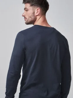 T-Shirts En Hemden|Next - Slim Fit - T-shirt met lange mouwen en ronde hals Donkerblauw