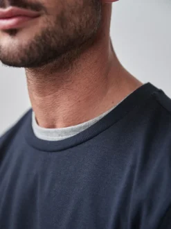 T-Shirts En Hemden|Next - Slim Fit - T-shirt met lange mouwen en ronde hals Donkerblauw