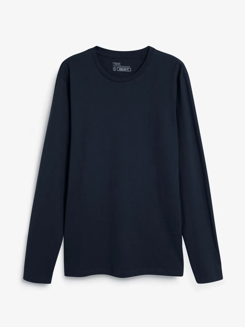 T-Shirts En Hemden|Next - Slim Fit - T-shirt met lange mouwen en ronde hals Donkerblauw