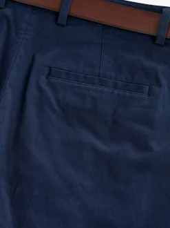 Broeken En Chino's|Next - Slim Fit - Zachte chino met riem Donkerblauw