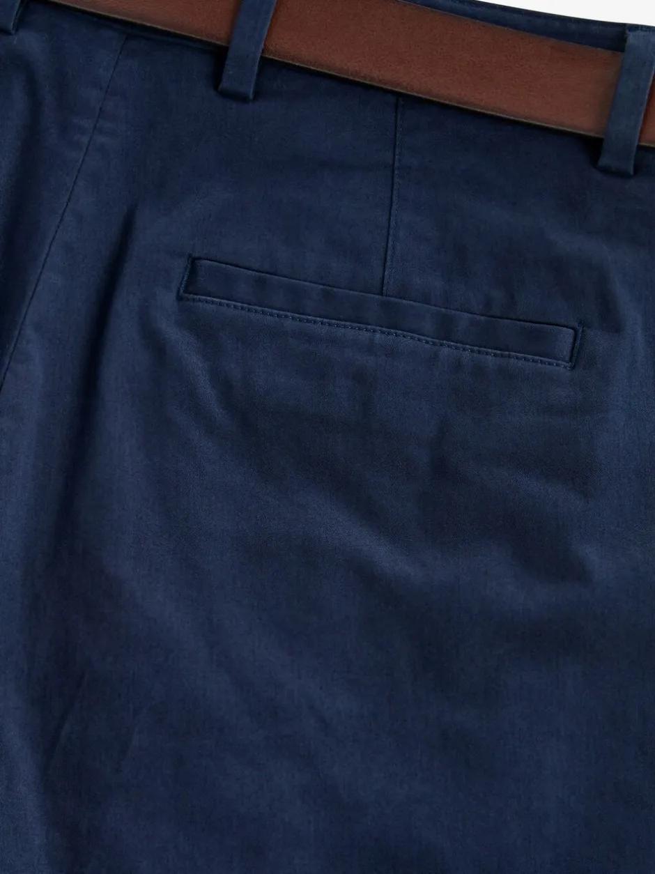 Broeken En Chino's|Next - Slim Fit - Zachte chino met riem Donkerblauw