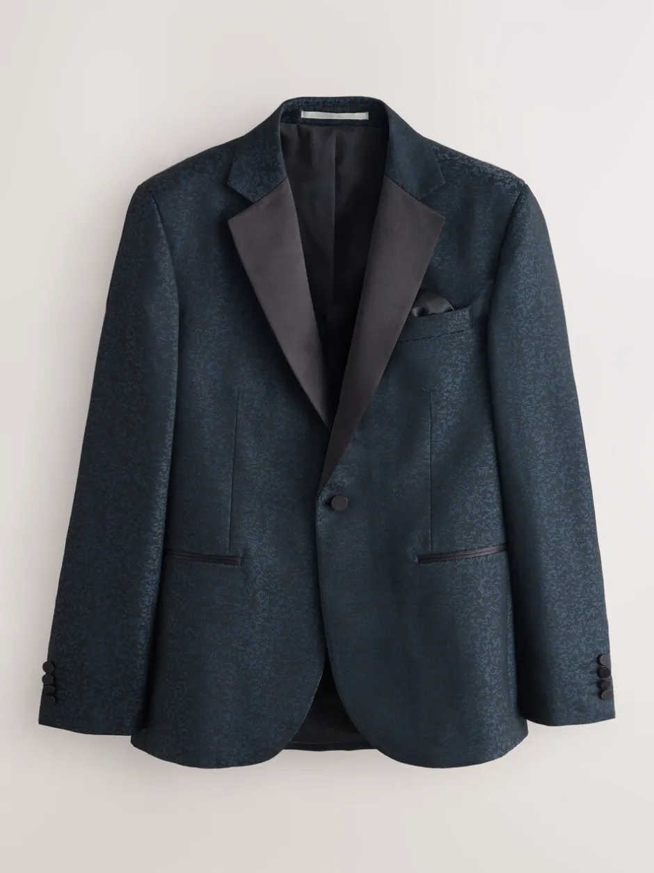 Smokings En Feestkleding|Blazers En Business-Jasjes*Next Donkerblauw - Slim Fit Jacquard Pattern Tuxedo Suit Jacket
