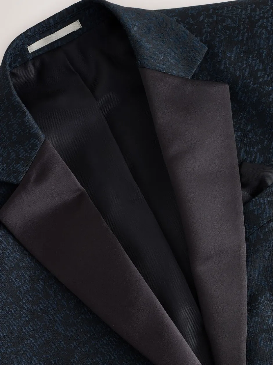 Smokings En Feestkleding|Blazers En Business-Jasjes*Next Donkerblauw - Slim Fit Jacquard Pattern Tuxedo Suit Jacket