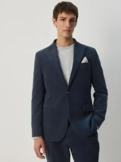 Pakken*Next - Slim-fit corduroy colbert Donkerblauw