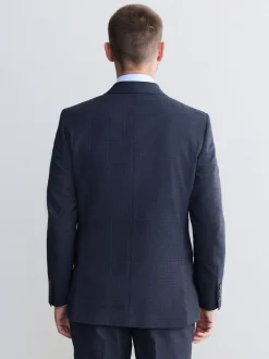 Blazers En Business-Jasjes|Pakken|Next Donkerblauw - Slim-fit Signature Marzotto 100% Italiaans wollen geruit colbert