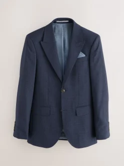 Blazers En Business-Jasjes|Pakken|Next Donkerblauw - Slim-fit Signature Marzotto 100% Italiaans wollen geruit colbert