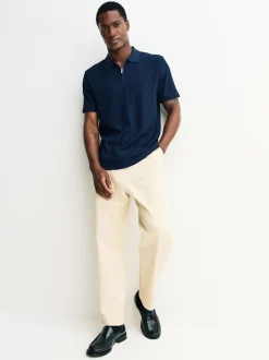 Poloshirts|T-Shirts En Hemden|Next - Smart poloshirt met textuur en rits Donkerblauw