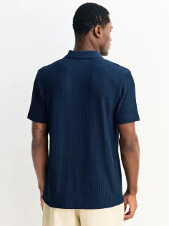 Poloshirts|T-Shirts En Hemden|Next - Smart poloshirt met textuur en rits Donkerblauw