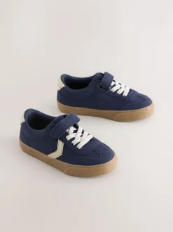 Sneakers|Next - Sneakers met klittenbandsluiting en elastische veters Donkerblauw