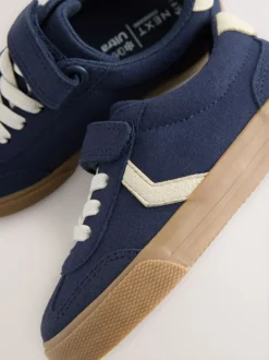 Sneakers|Next - Sneakers met klittenbandsluiting en elastische veters Donkerblauw