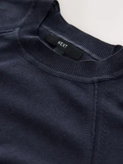 Gebreide Kleding|Next Donkerblauw - Soft Touch Ronde hals Katoen Rijke Trui