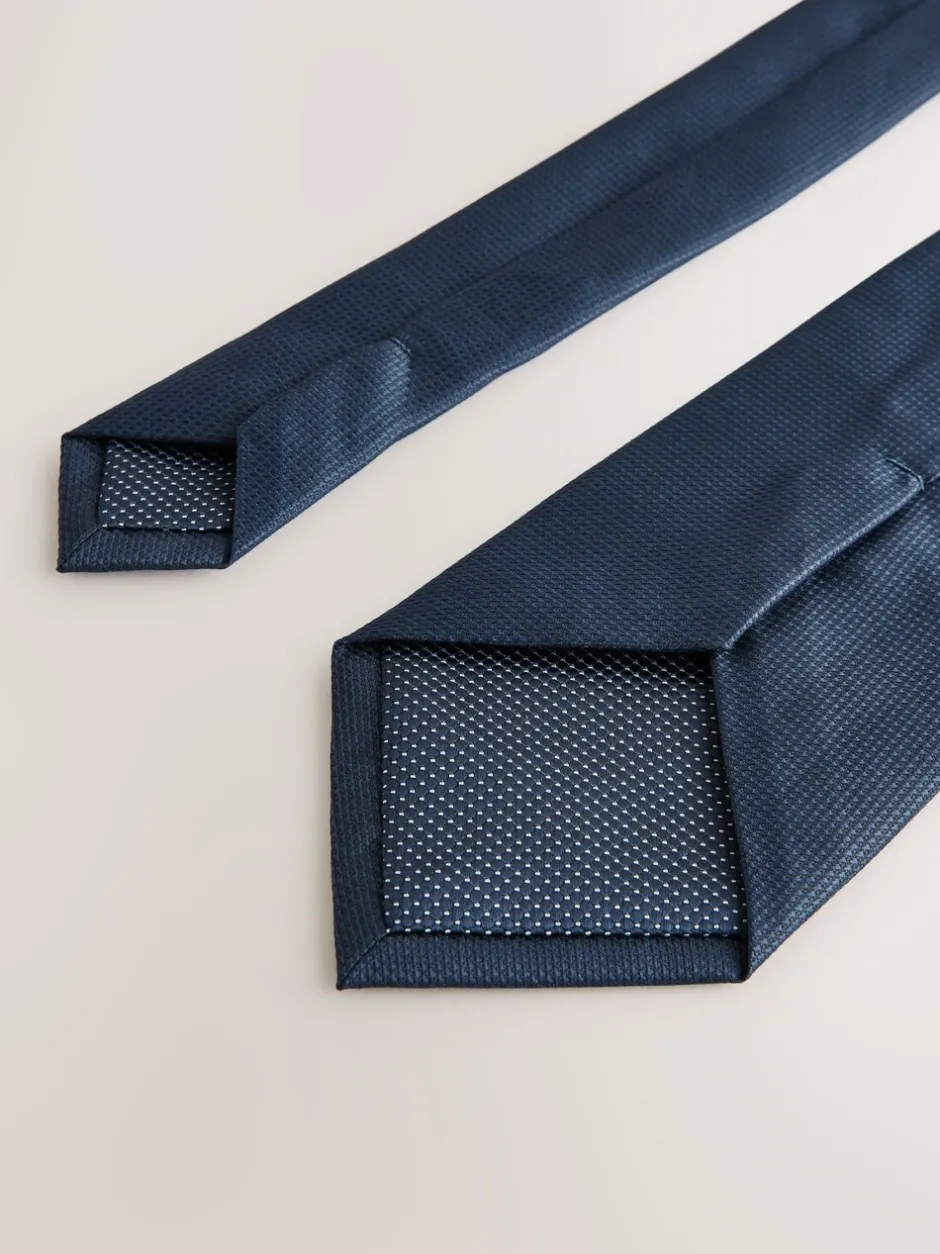 Stropdassen En Pochets|Next - Standaard - Stropdas met textuur Donkerblauw