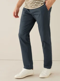 Broeken En Chino's*Next - Straight fit - Zachte chino met print en riem Donkerblauw
