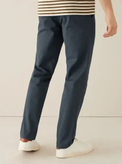 Broeken En Chino's*Next - Straight fit - Zachte chino met print en riem Donkerblauw