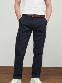 Broeken En Chino's|Next - Straight fit - Zachte chino met riem Donkerblauw