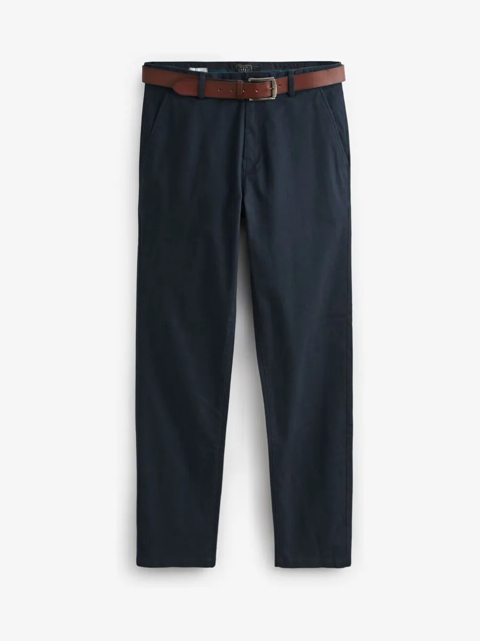 Broeken En Chino's|Next - Straight fit - Zachte chino met riem Donkerblauw